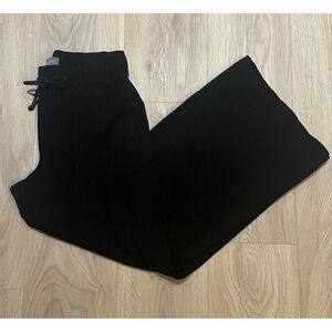 Wit &‎ Wisdom Ab-Leisure Pants N Black Wide Leg Elastic Drawstring Waist Pockets